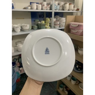 Đĩa vuông vân kẻ Bát Tràng 8inch
