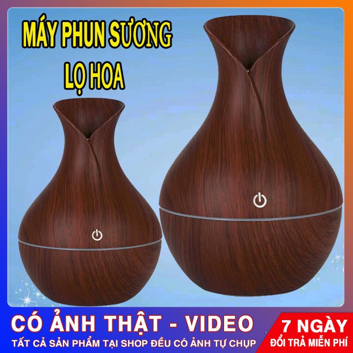 MÁY PHUN SƯƠNG VÂN GỖ HÌNH LỌ HOA NHỎ GỌN | Thanh Lọc Không Khí - 20001 shopngocthanh