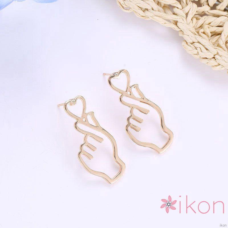 Hoa tai kim loại hình trái tim cho nữ