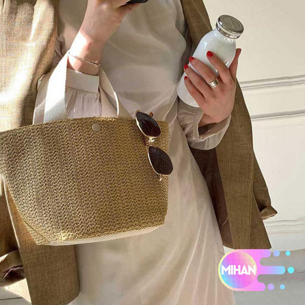 Túi xách đan rơm thủ công MIHAN1 thời trang đi biển cho nữ