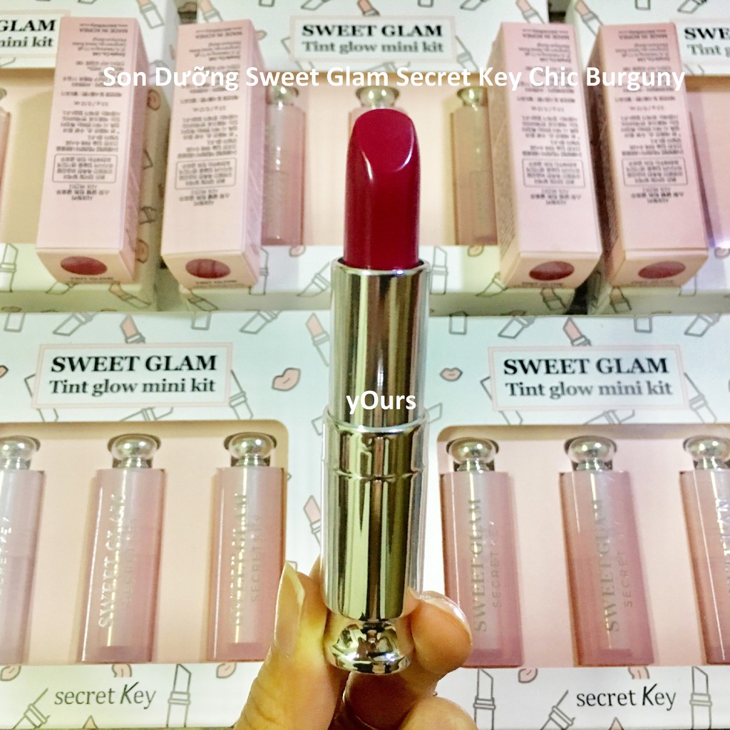 [Đại Lý Chính Thức] Son Dưỡng Có Màu Sweet Glam Tint Glow Secret Key Chic Burgundy - Son Dưỡng Sweet Glam Màu Đỏ Mận