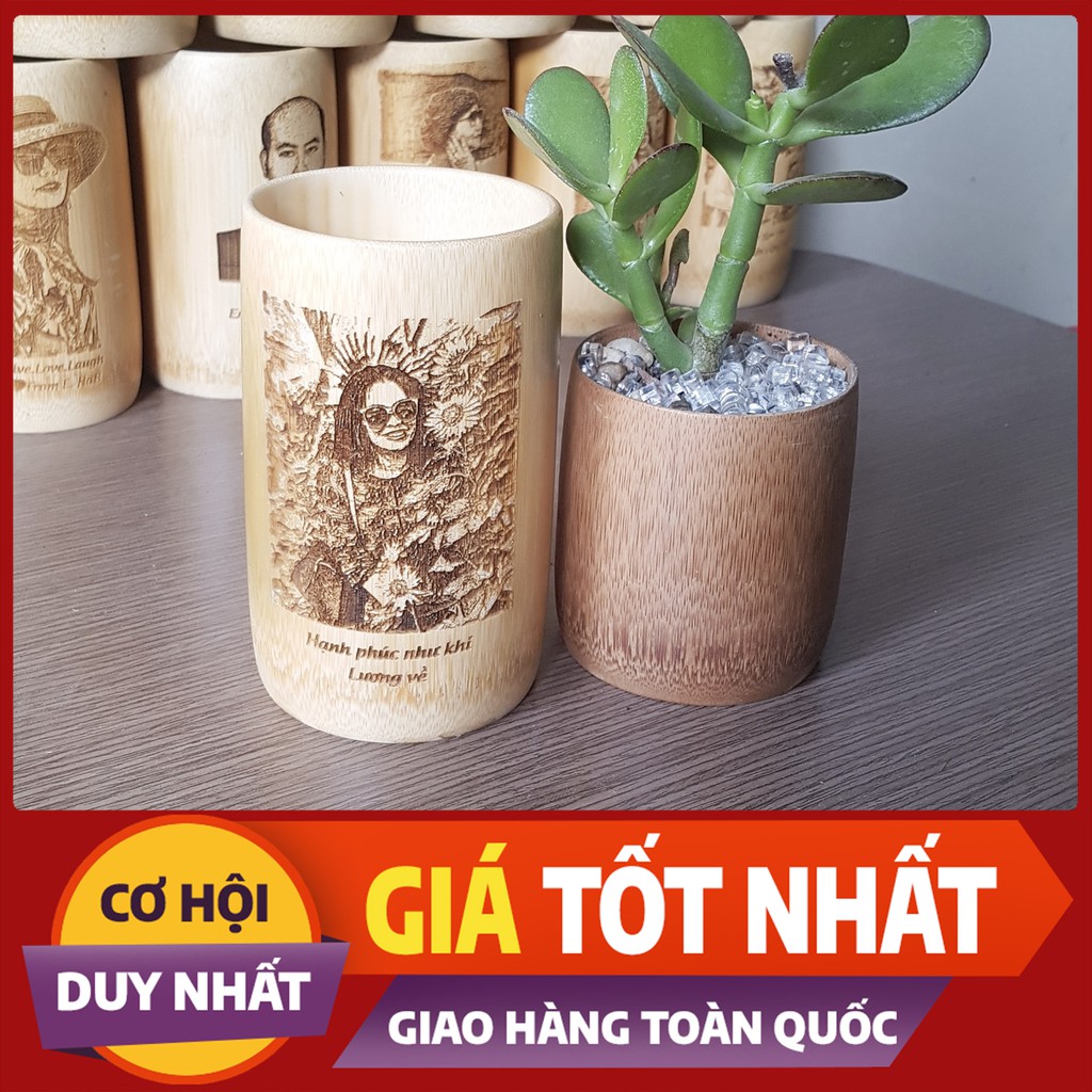 KHẮC HÌNH ẢNH THEO YÊU CẦU - Ly Tre Quà Tặng 330ml