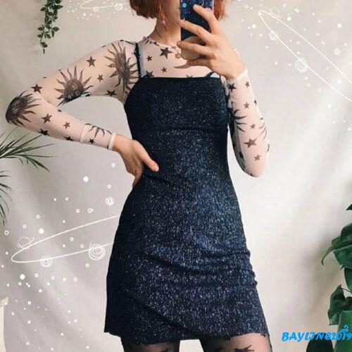 Áo lưới tay dài cổ tròn thời trang cho nữ