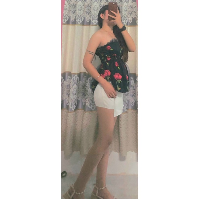 Áo Croptop quây ngực hoa hồng sang chảnh DG4563