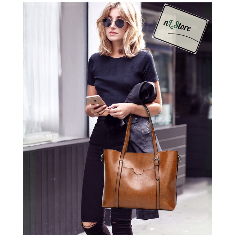 Túi xách nữ công sở da tote đi làm đi học cao cấp kẹp nách đeo chéo có nhiều ngăn nl.Store L01