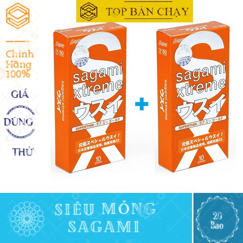 Bao Cao Su SAGAMI [CHÍNH HÃNG][2 Hộp 20bao] LOVE ME ORANGE, BCS SAGAMI Siêu mỏng, co giãn linh hoạt, nhập cuộc ngay