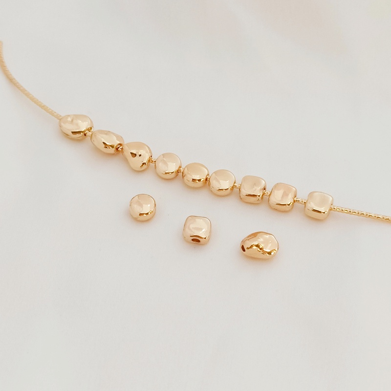 Hạt Xỏ Bằng Đồng 14K Hình Vuông Tròn Nhiều Màu Sắc Dùng Làm Trang Sức DIY