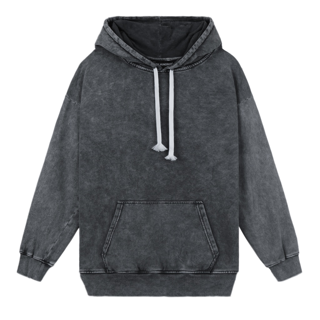 Áo Hoodie Wash Xám Trơn Unisex Chất Liệu 100% Cotton Dày Dặn Form Rộng Thoải Mái Phong Cách Đơn Giản
