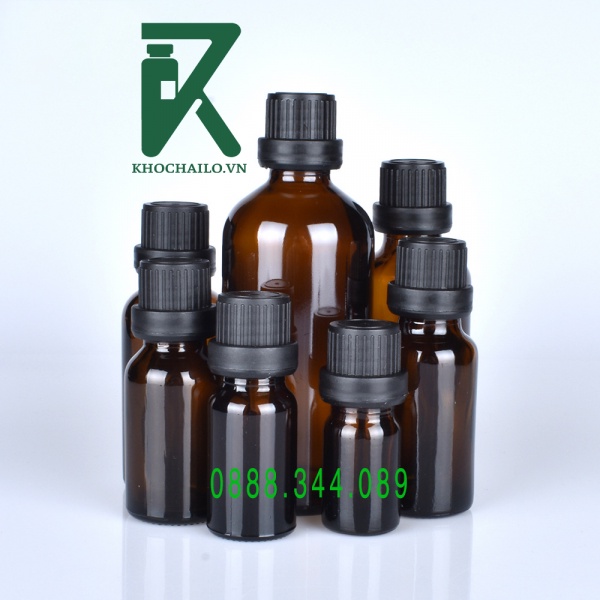 Vỏ chai tinh dâu,serum thuỷ tinh nâu nắp vặn đen to,nắp vặn đen bé 5ml,10ml,15ml,20ml,30ml,50ml,100ml