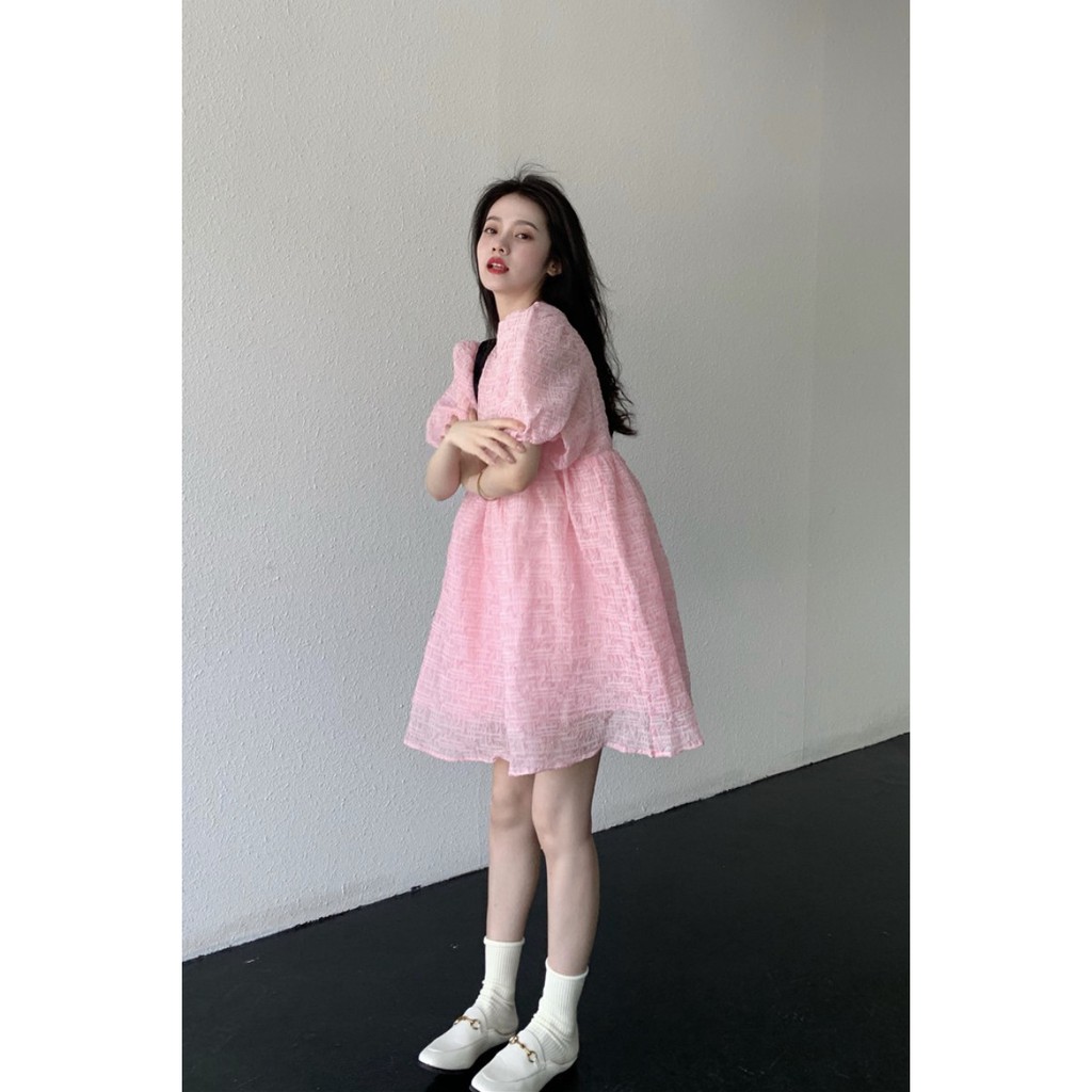 (ORDER) Váy babydoll màu hồng xòe ngắn bồng bềnh style búp bê điệu đà Hàn Quốc
