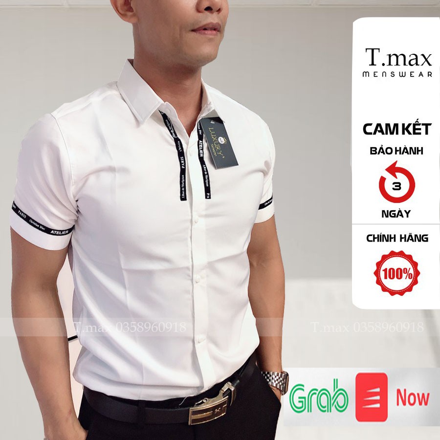 Áo Sơ Mi Nam Ngắn Tay Chất Lụa Cotton Mềm Không Nhăn Dáng Ôm Body Hàn Quốc | BigBuy360 - bigbuy360.vn