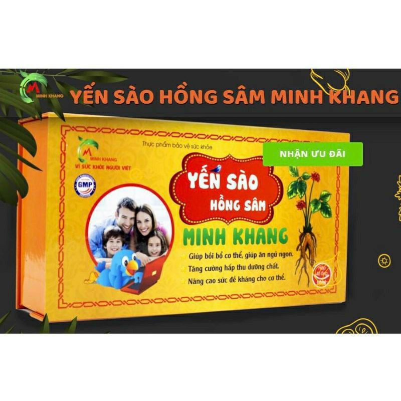 [Hộp 40 ống]Yến sào hồng sâm Minh khang_hộp lớn tặng quà cho bé