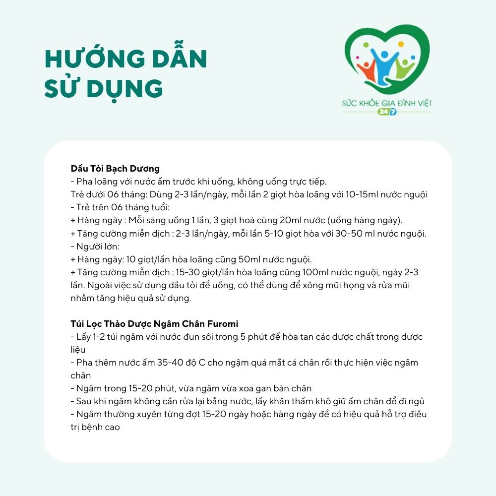 Combo Ngâm Chân Thảo Dược Furomi &amp; Dầu Tỏi Bạch Dương 30ml Chăm Sóc Sức Khỏe Gia Đình Suckhoegiadinhviet247