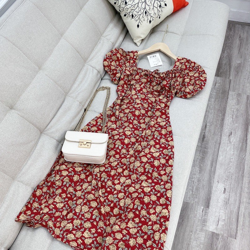 Váy đầm nữ xẻ tà hoa nhún ngực, Đầm nữ dự tiệc đi chơi hàng loại 1 | BigBuy360 - bigbuy360.vn