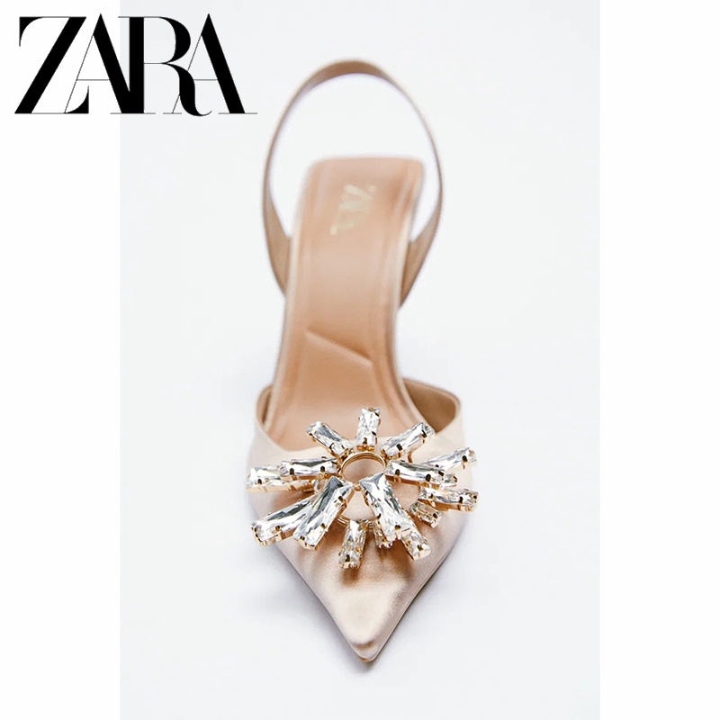 Zara Giày Mũi Nhọn Đính Đá Thời Trang Dành Cho Nữ