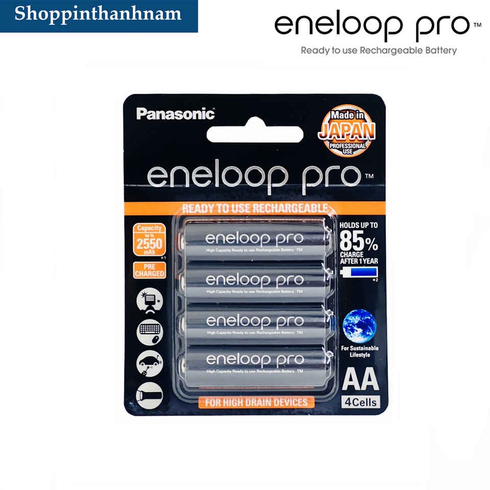 Pin sạc Eneloop Pro 2550mAh vỉ 4 viên chính hãng Panasonic