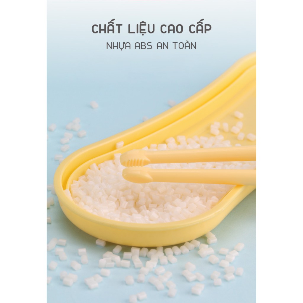 Đũa xỏ ngón tập gắp cho bé Goryeo Baby Hàn Quốc, đũa silicon đầu dẹt tập ăn - Monnie Kids