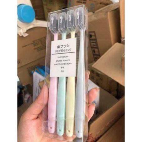 Set 4 bàn chải đánh răng than tre lúa mạch Muji hàng xuất Nhật.