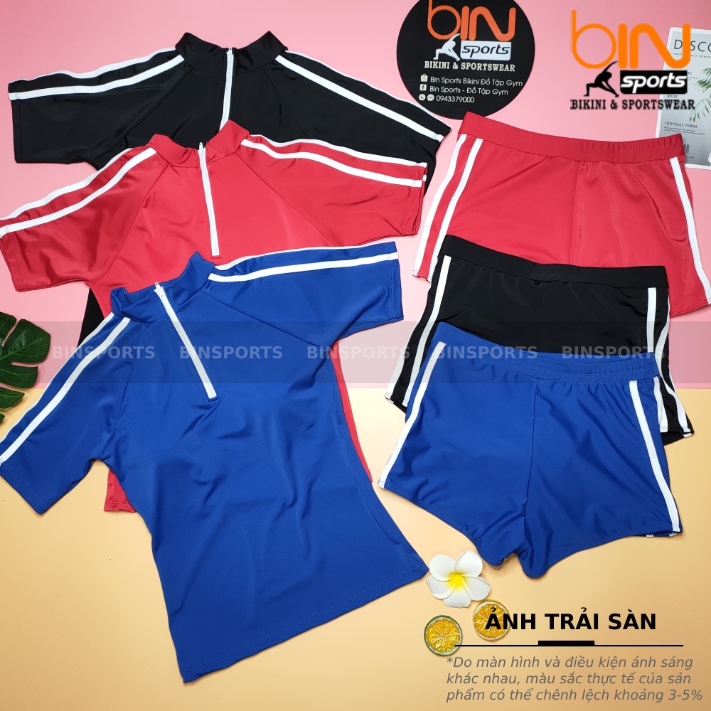 Bikini Nữ 2 Mảnh Quần Đùi Cạp Cao Aó Phủ Bụng Bin Sports BHV096
