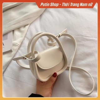 [FreeShip] Túi đeo vai mini màu trơn phong cách Hàn Quốc, Túi xách đeo chéo màu đen kem trắng vàng xanh cầm tay baby hot