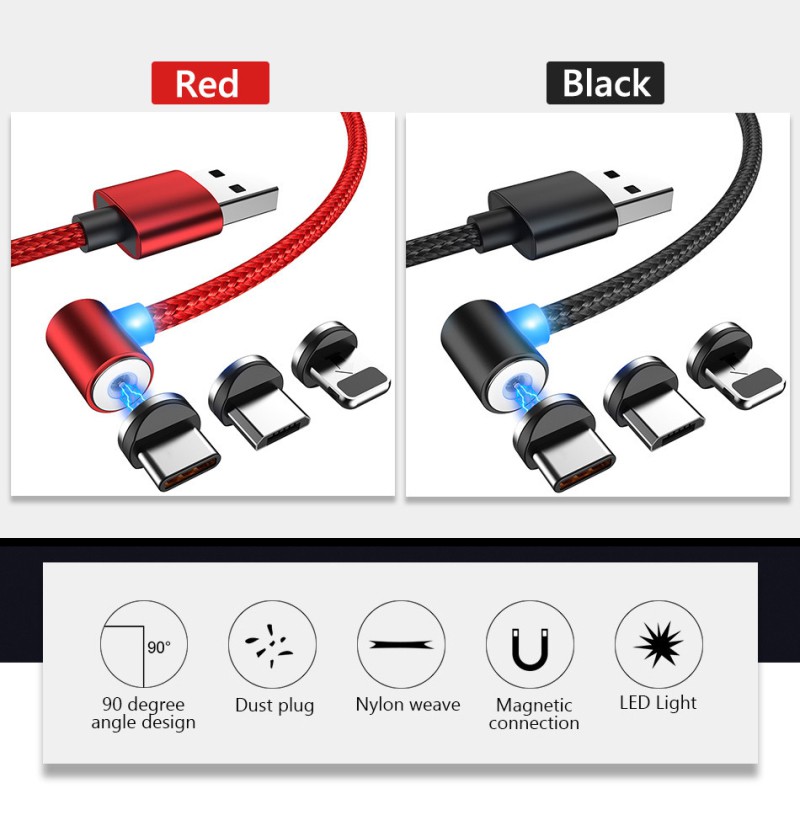 【Available】 3 in1 Magnetic Charger Cables Head Fast Charging Cable Micro Type C For Xiaomi Huawei Samsung 【Bloom】