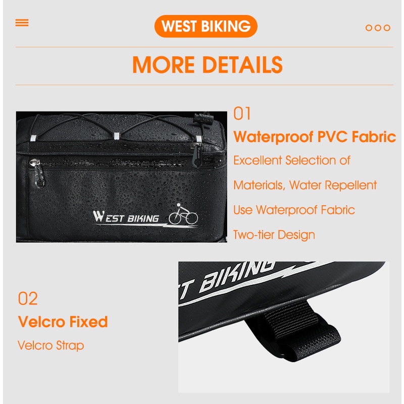 Túi đựng đồ WEST BIKING gắn yên sau xe đạp chống nước đa năng dung tích 4L cao cấp