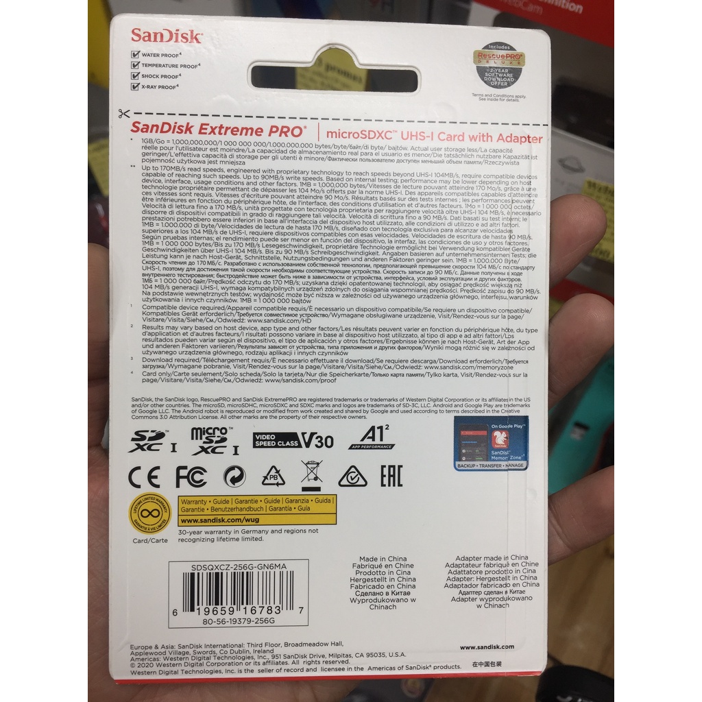 Thẻ Nhớ MicroSD 64GB/ 128GB/ 256GB/ 512GB SanDisk Extreme Pro V30 A2 200MB/s