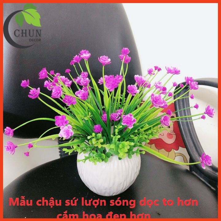 Hoa giả, Chậu hoa, bình hoa thuỷ tiên để bàn giáo viên, bàn phòng khách, bàn trà, bàn học, trang trí kệ tủ, giá sách