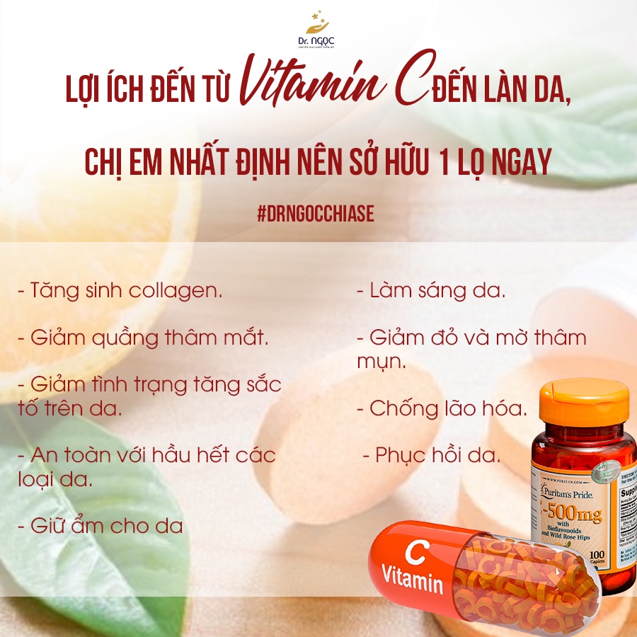 Viên Uống Bổ Sung Vitamin C Của Puritan's Pride - Vitamin C 500mg 100 Viên DR Ngọc Khuyên Dùng