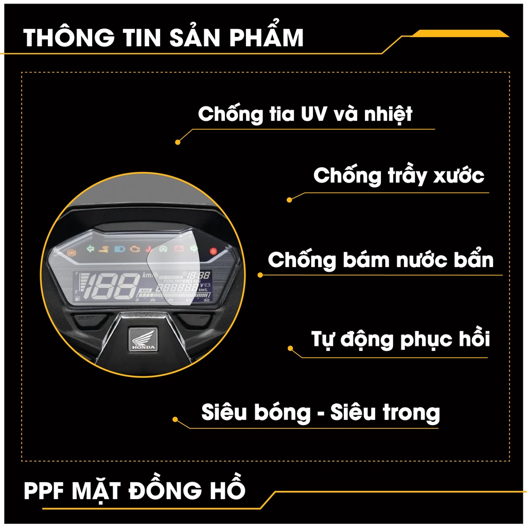 Miếng Dán PPF Bảo Vệ Mặt Đồng Hồ Xe VARIO 2015 - 2017 | Chất Liệu Film PPF Nhập Khẩu