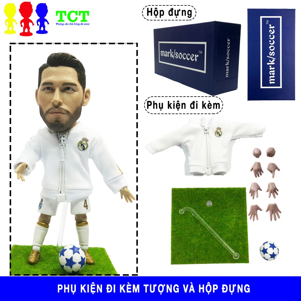 Tượng cầu thủ bóng đá MarkSoccer cao 13cm Ramos - Real Madrid thỏa thích tạo dáng