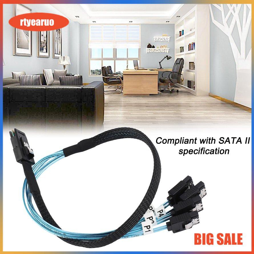 Mini SAS 4i SFF-8087 36P 36-Pin Male to 4 SATA 7-Pin Splitter Adapter Cable 0.5M