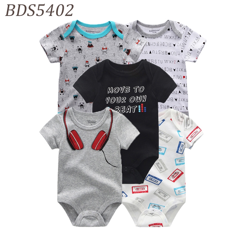 Set 5 Áo Liền Quần 100% Cotton Cho Bé Từ 0-12 Tháng Tuổi