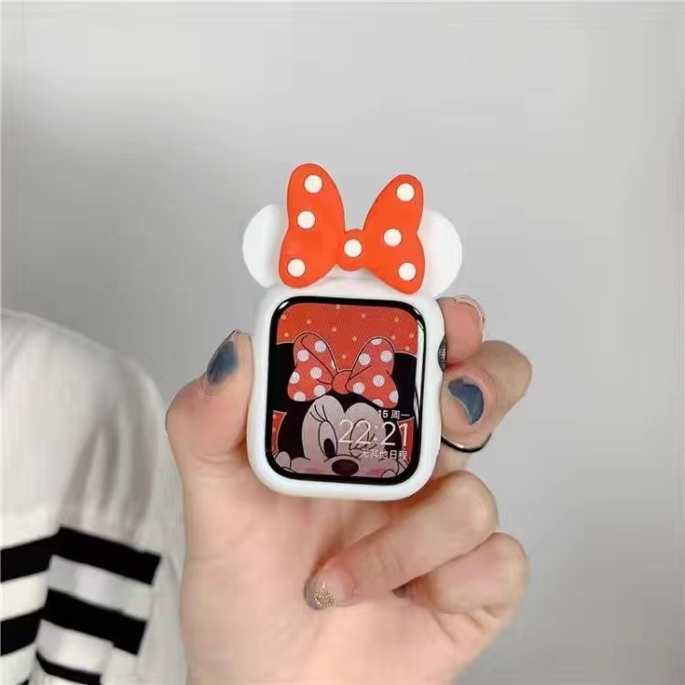 Hoạt Hình Ốp Bảo Vệ Bằng Silicon Mềm Hình minnie Cho Apple Watch Se 7 6 5 4 3 2 1 41mm 45mm 44mm 40mm 38mm 42mm