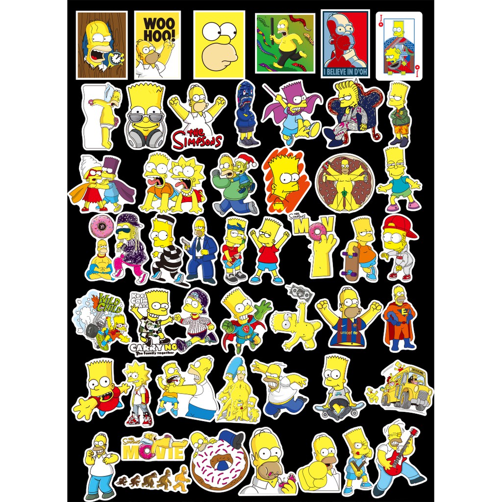 Bộ 50 Hình Dán Sticker Simpson Hình Dán Hoạt Hình