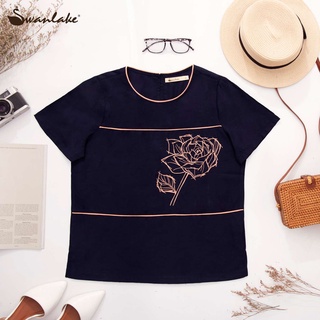 Áo kiểu thêu hoa hồng Swanlake vải xô hàn - Mã hàng: A9192LW01