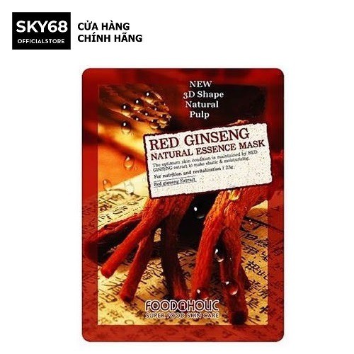 Mặt Nạ Tái Tạo Phục Hồi Da Chiết Xuất Hồng Sâm 3D Foodaholic Red Ginseng Natural Essence Mask  23ml