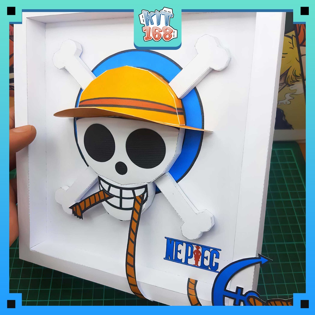 Mô hình giấy Anime Game Tranh 3D logo Hải tặc Mũ Rơm