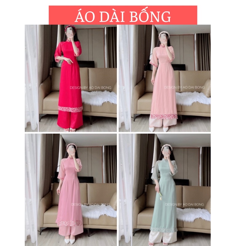 Áo dài nữ hoa nhí may sẵn làm bằng lụa ngọc trai dành cho nữ ( Chọn size phần mô tả) | BigBuy360 - bigbuy360.vn