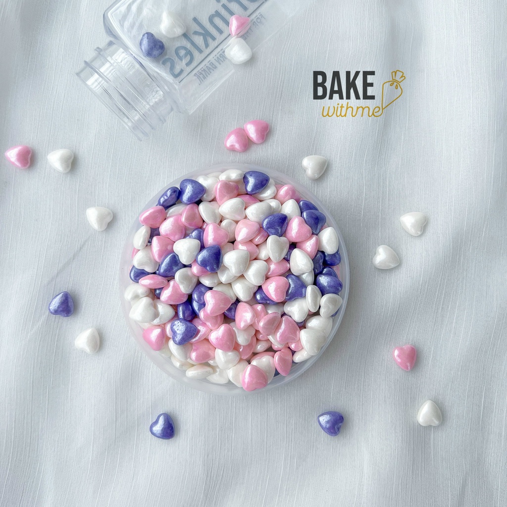 Kẹo bi đường, kẹo trang trí, kẹo bông đường hình trái tim to trang trí bánh kem, bánh sinh nhật, bánh cupcake