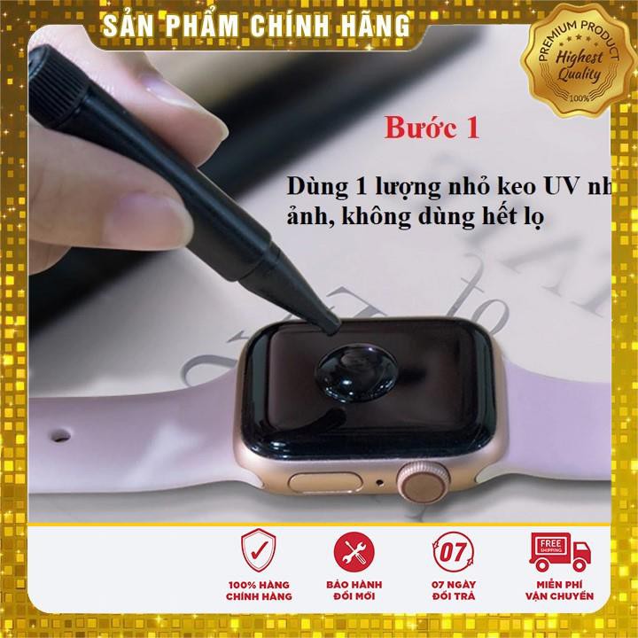 Kính cường lực UV full màn hình đồng hồ Apple Watch 38mm 40mm 42mm 44mm Siri 1 2 3 4 5