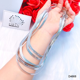 Dây chuyền bạc, dây đeo cổ dạng dẹp lớn xi trắng thiết kế cao cấp Orin D4668