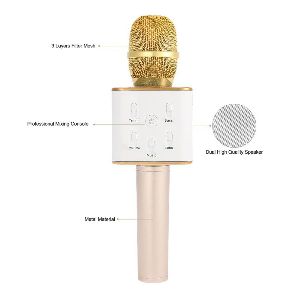 [Mã ELFLASH5 giảm 20K đơn 50K] Micro Karaoke Kèm Loa Bluetooth Q7 - Hát Hay Giá Rẻ