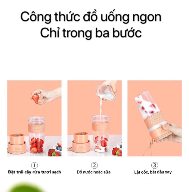 [HÀNG LOẠI 1] Máy Say Sinh Tố Không Dây Cầm Tay Juice Cup 300ml Hot Trend 2020 Siêu Tiện Lợi, Pin Sạc Dung Lượng Lớn