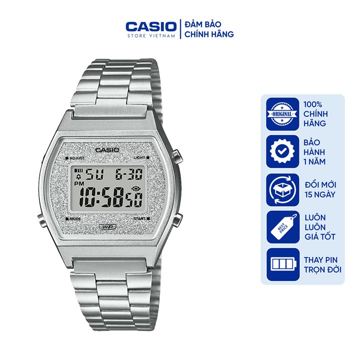 Đồng hồ Nữ Casio B640WDG-7D, đồng hồ chính hãng, bạc nhũ lấp lánh