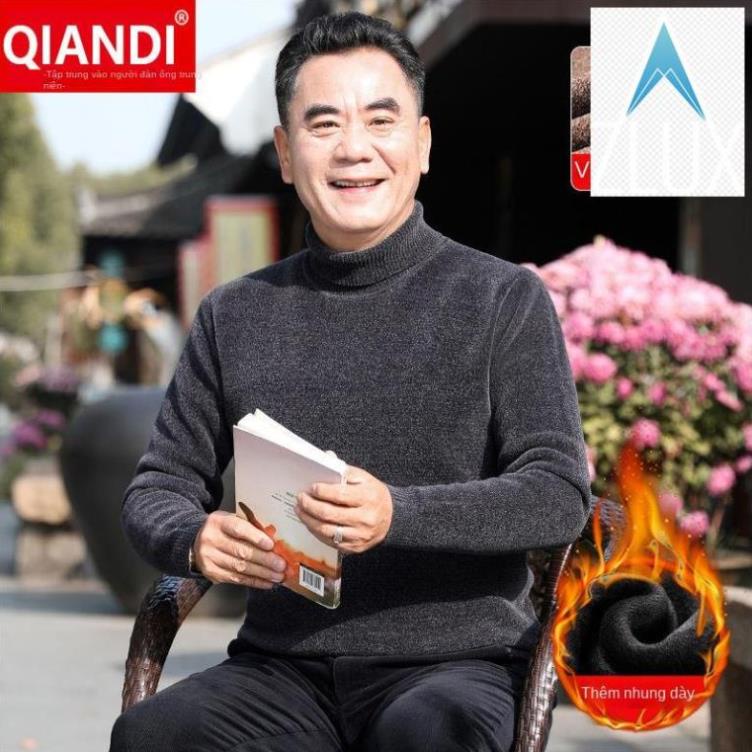 Người đàn ông trung niên và người cao tuổi quần áo ấm bằng lông cừu, cha mặc áo len dày mùa đông -nu8