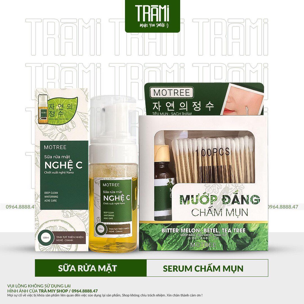 [CHÍNH HÃNG] Sữa Rửa Mặt &amp; Serum Chấm Mụn 4H Motree Chiết Xuất Từ Mướp Đắng - Nghệ Tự Nhiên.