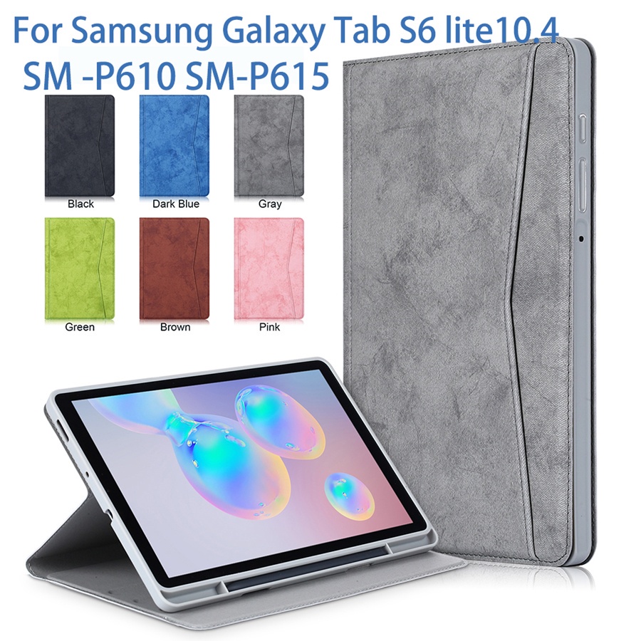 Bao da máy tính bảng viền TPU có chỗ để bút cho Samsung Galaxy Tab S6 Lite 10.4 SM-P610/SM-P615