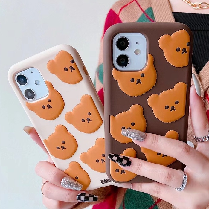 Ốp Điện Thoại Silicon Mềm Họa Tiết Đầu Gấu Nâu Hoạt Hình Cho Iphone 13 12 pro max 11 pro max xs max xr x 7 8 6 6s plus