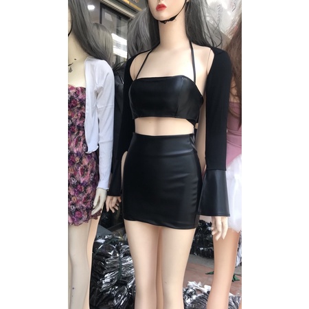 Set áo phối dây-cvay da